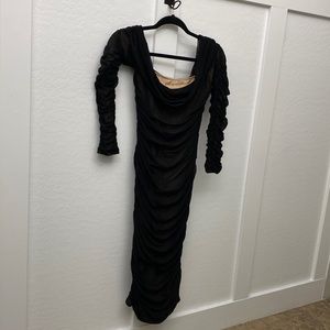 SHEIN SXY Ruched Off Shoulder Mesh Bodycon Dress size L